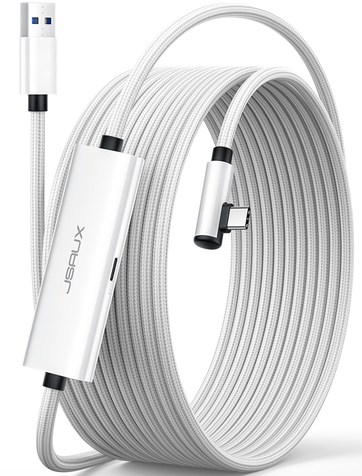 JSAUX Link Cable with 18W Charging 16ft  Compatible with Oculus Meta Quest 3S/ 3/ 2/ Pro and Pico 4  PC VR  Steam VR Accessories  2-in-1 High Speed 5Gbs USB3.0 to USB C Data Cord for VR Headset