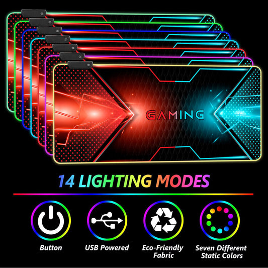 DINKY RGB Gaming Mouse Pad - Large XL 35.4x15.7 inches, 14 Lighting Modes, Water Resistant, Sky04 Color, Model DK-RGB-90-005