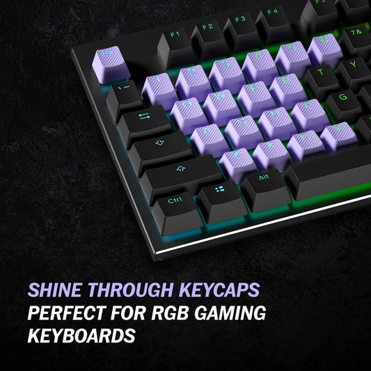 HK Gaming Rubber Keycaps Set - 23 Keys OEM Profile, Anti-Slip Texture, Lavender, Compatible with Cherry MX, Gateron, Kailh