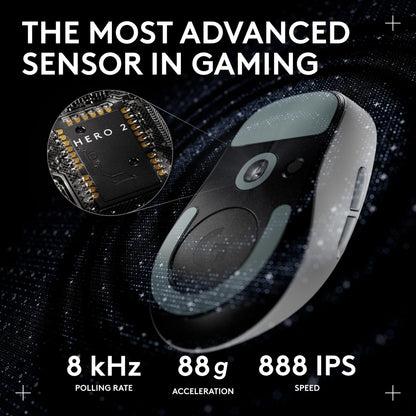 Logitech G PRO X Superlight 2 DEX Wireless Gaming Mouse - 60g, 44k DPI, USB-C, Right-Handed, White, Model 910-007363
