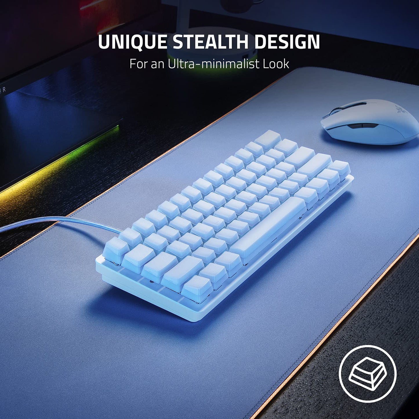 Razer Phantom Keycap Upgrade Set - Translucent Sides, Bottom-Lasered Legends, Mercury White, Universal Compatibility, Model RC21-01740200-R3M1