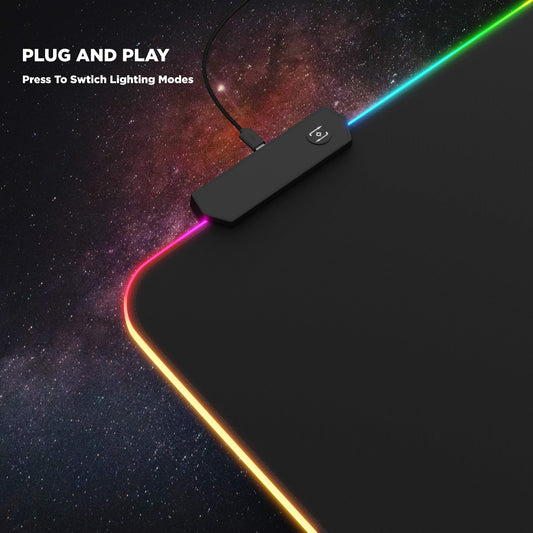 ICONIC PRO PC GEAR RGB Large Gaming Mouse Mat 32"x12" - Multi-colored LED Lighting, Waterproof, Non-Slip Base