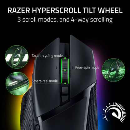 Razer Basilisk V3 Pro Wireless Ergonomic Gaming Mouse - Black, Customizable Design, Renewed