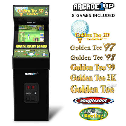 ARCADE1UP Golden Tee 3D Deluxe Arcade Machine - 5-Foot-Tall, Green, Model GLD-A-400311, 8 Classic Games for Home Entertainment