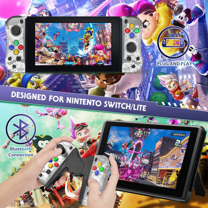 THAVENFLY Joy Con Controller Replacement for Nintendo Switch - Left & Right Neon with Wrist Strap