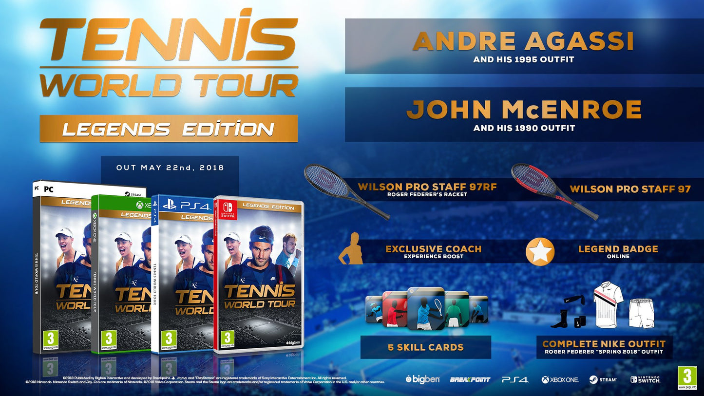 Maximum Games Tennis World Tour - Legends Edition for PS4, Model TWL-PS4