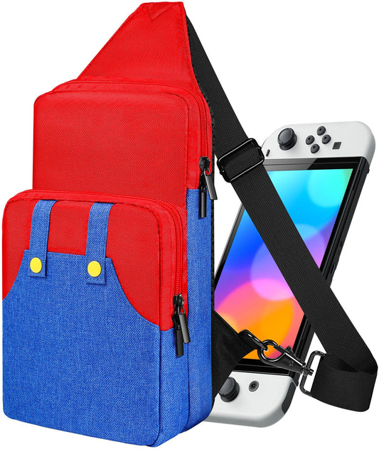 Lotadilo Travel Bag for Nintendo Switch/Lite/OLED for Boys Kids Teens Girls Cute Switch Backpack Carrying Crossbody Shoulder Gaming Sling Bag Large Capacity Portable for Nintendo Accessories Storage
