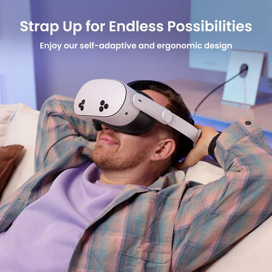 KIWI design K4 Head Strap for Meta Oculus Quest 3/3S - Adjustable Comfort Strap in White, Non-Battery Enhanced Support for Kids & Adults