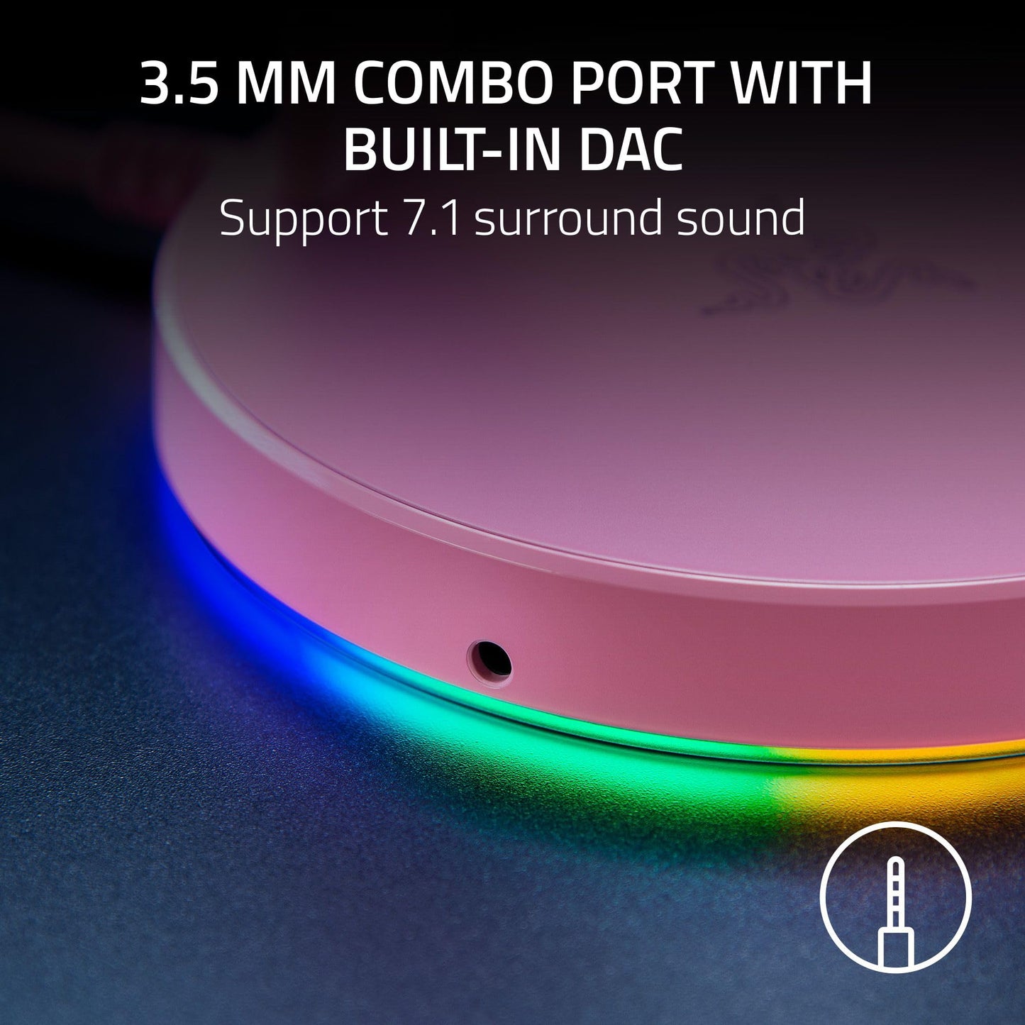 Razer Base Station Chroma Headphone Stand with USB Hub - Quartz Pink, RGB Lighting, 3 USB 3.0 Ports, Non-Slip Base, Model RC21-01190200-R