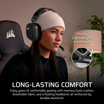 Corsair HS80 MAX Wireless Gaming Headset - Dolby Atmos, Bluetooth, iCUE Compatible - Steel Gray - Xbox, PC, Mac, Mobile