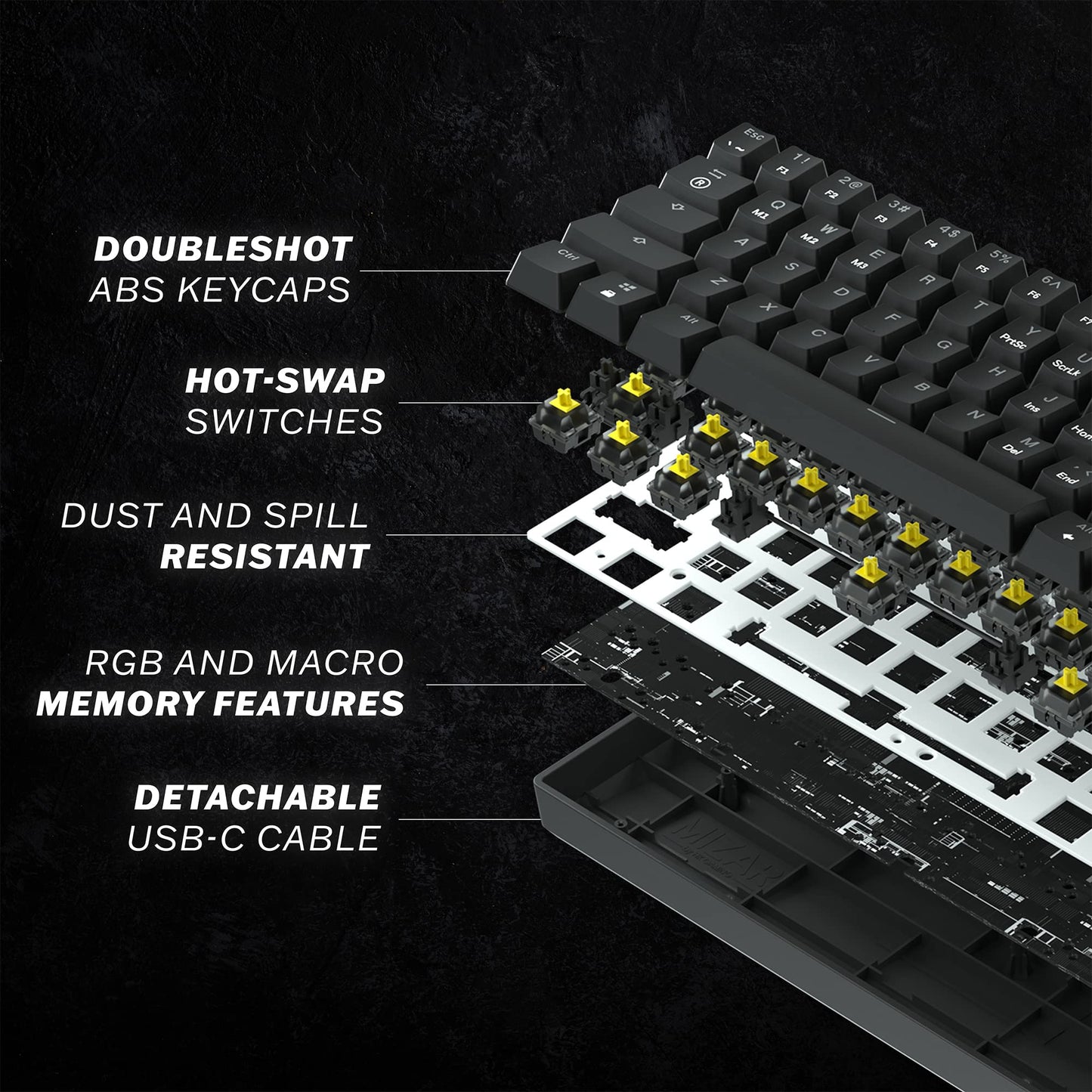 HK GAMING GK61s Mechanical Gaming Keyboard - 61 Keys RGB Backlit, Wired, Gateron Blue/Red, Ideal for PC/Mac Gamers