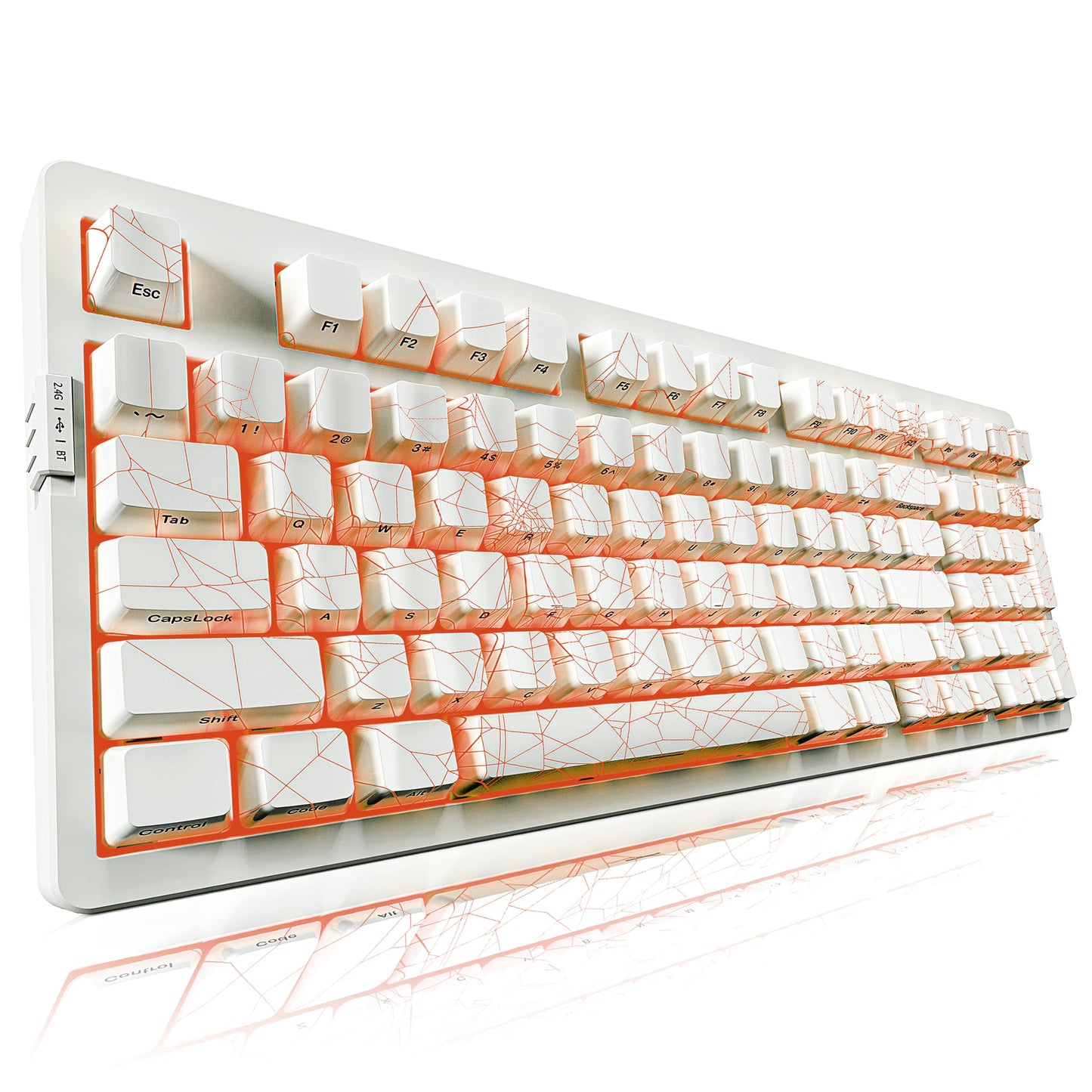 ZORNHER ZH980 Mechanical Keyboard Wireless 95% White Creamy Keyboard with Number Pad Gaming Keyboard with Number Pad Shine Through Spider Web PC Keycaps Creamy Sounding Linear Switches Full Size