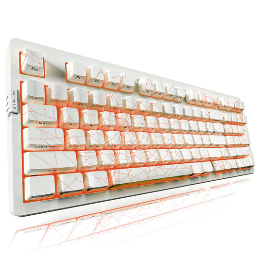 ZORNHER ZH980 Mechanical Keyboard Wireless 95% White Creamy Keyboard with Number Pad Gaming Keyboard with Number Pad Shine Through Spider Web PC Keycaps Creamy Sounding Linear Switches Full Size
