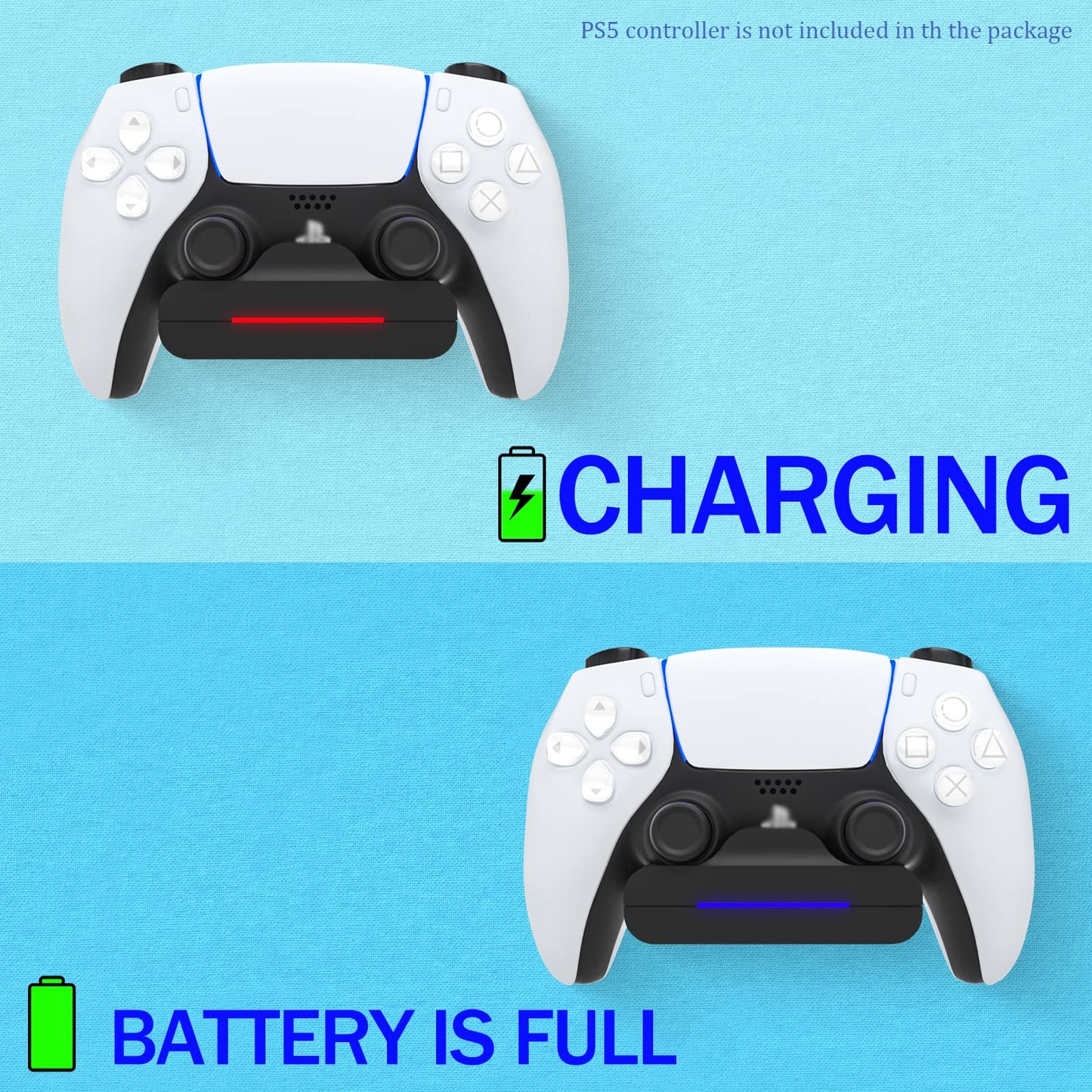 REEYEAR PS5 Controller Wall Mount Charger Dock, 2 Pack with 3.3Ft Cord & LED Indicators, Fast Charging for Midnight Black PS5 Pro Controllers