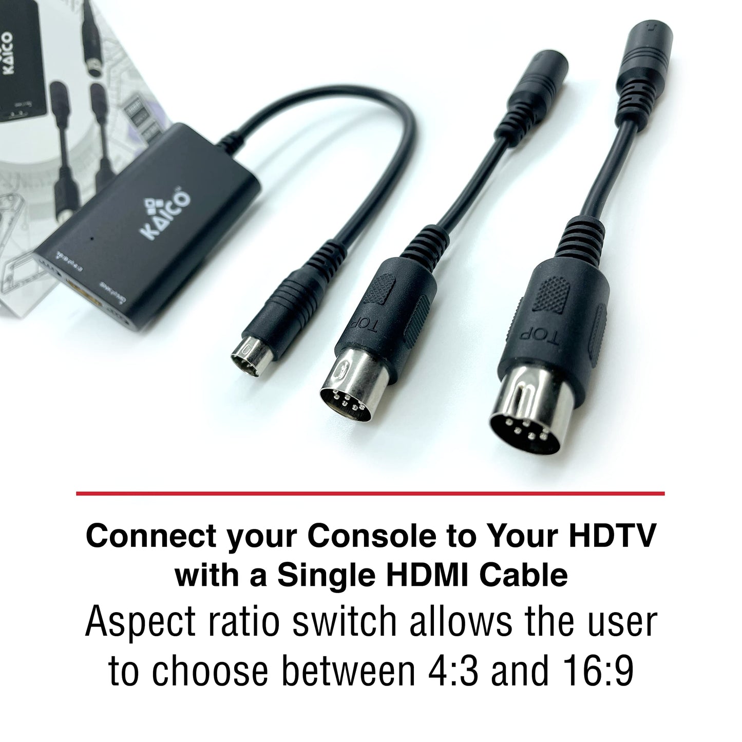 Kaico SEGA Genesis 1080p HDMI Adapter - Supports S Video, PAL & NTSC Consoles, Aspect Ratio Switch for 16:9 or 4:3