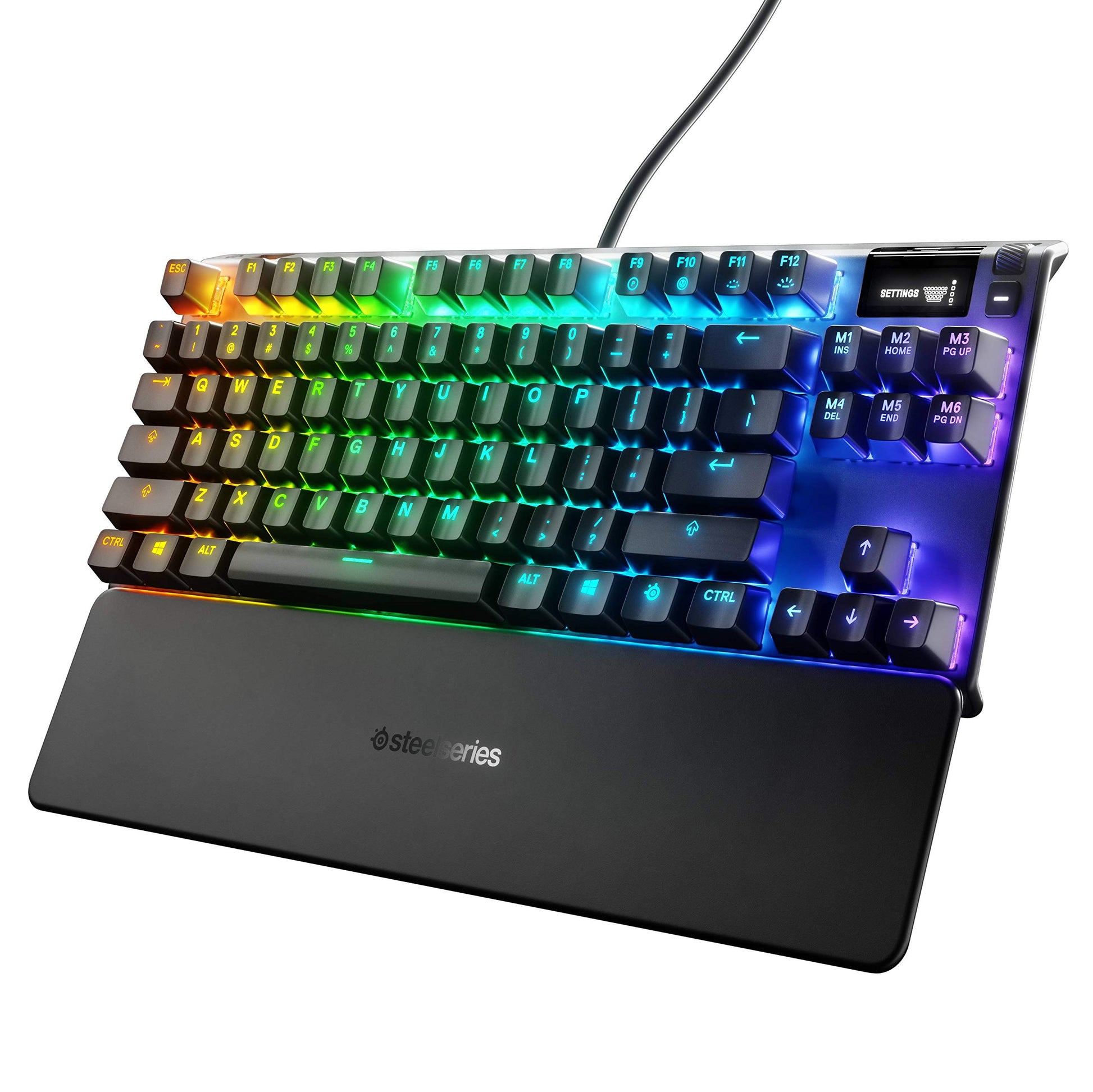 SteelSeries Apex 7 TKL Compact Mechanical Gaming Keyboard - OLED Smart Display - USB Passthrough and Media Controls - Tactile an