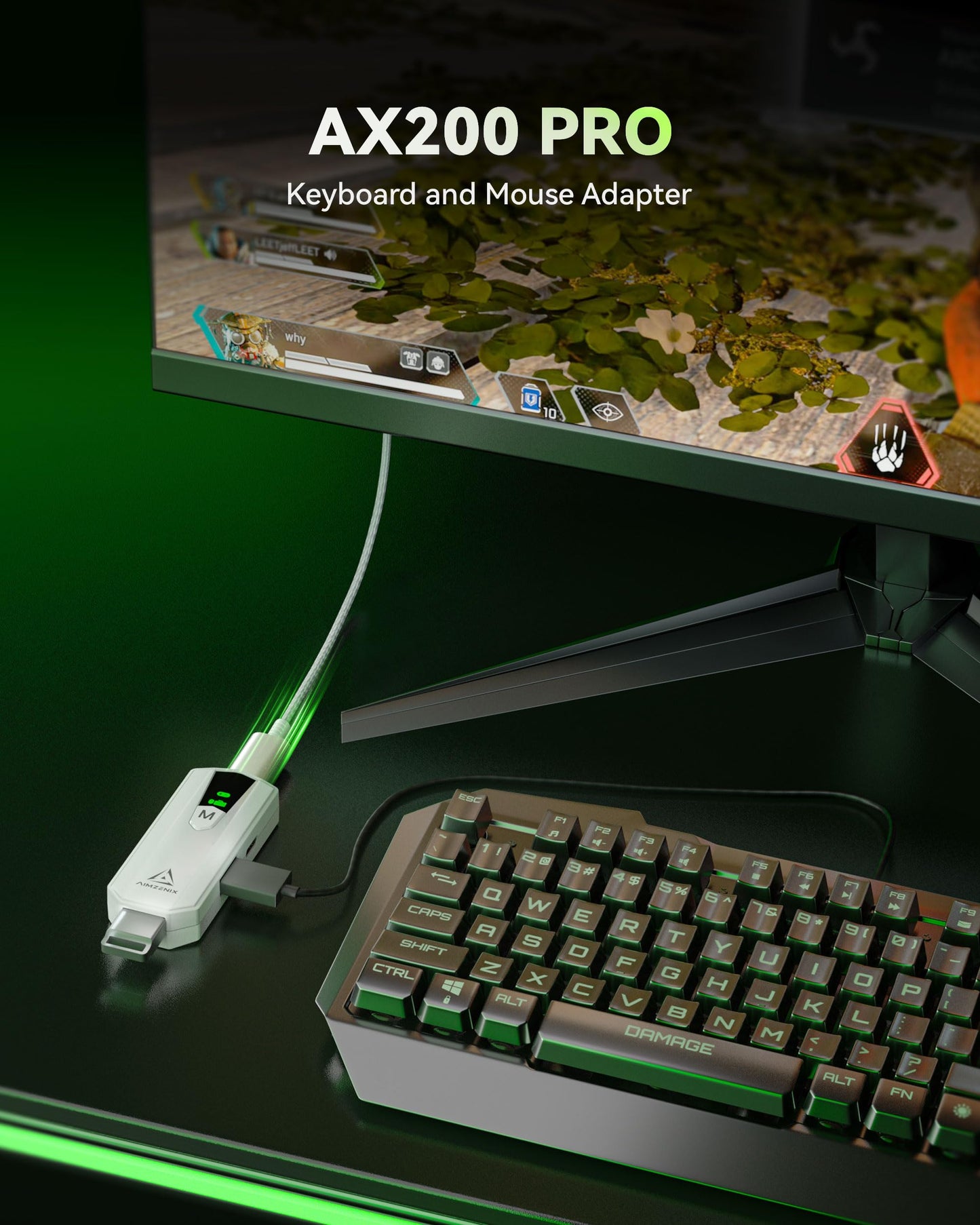 AIMZENIX AX200PRO Keyboard Mouse Adapter | High-Performance Converter for FPS Games | Compatible with PC & Nintendo Switch | White