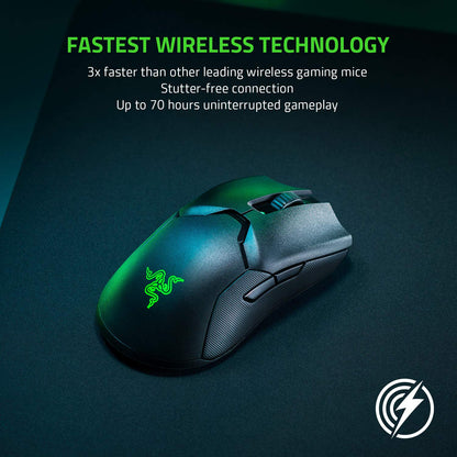 Razer Viper Ultimate Wireless Gaming Mouse - 20K DPI, 8 Programmable Buttons, Chroma Lighting, Classic Black, Model RZ01-03050200-R3U1
