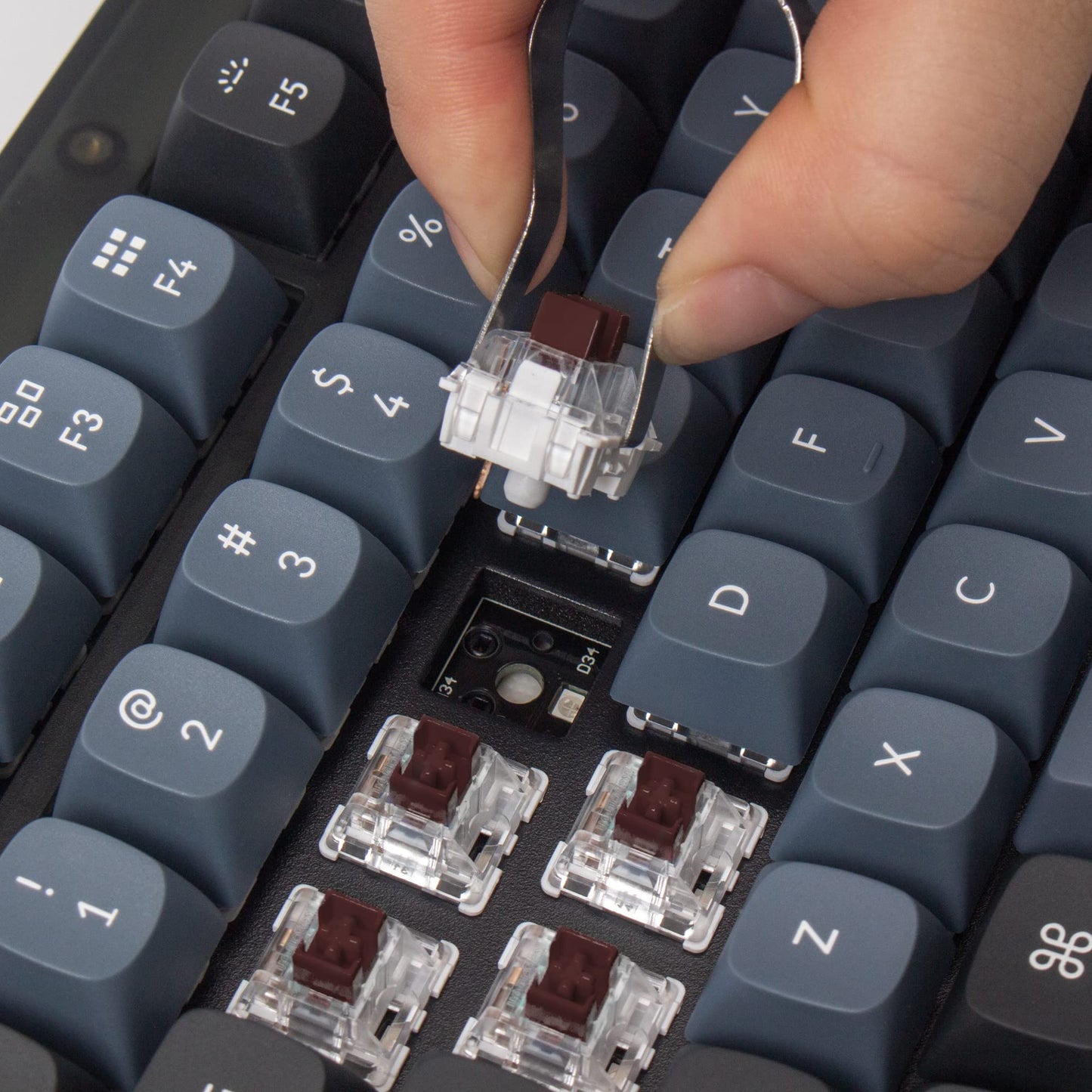 Keychron V1 Wired Mechanical Keyboard, 75% QMK/VIA, Hot-swappable K Pro Brown Switch, Frosted Black, Compatible with Mac/Windows/Linux