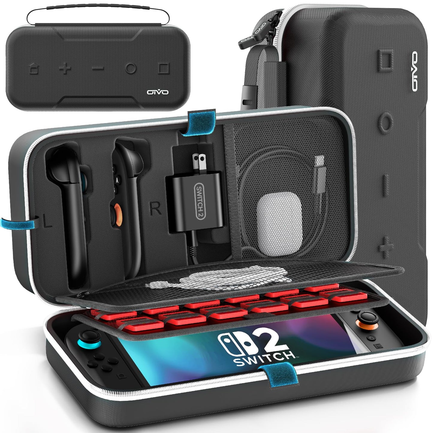 OIVO Carrying Case Compatible with 2025 Nintendo Switch  Portable Switch 2 Travel Carry Case Fit for Joy-Con 2 & Adapter  Hard Shell Protective Pouch Bag with 24 Game Slots  White