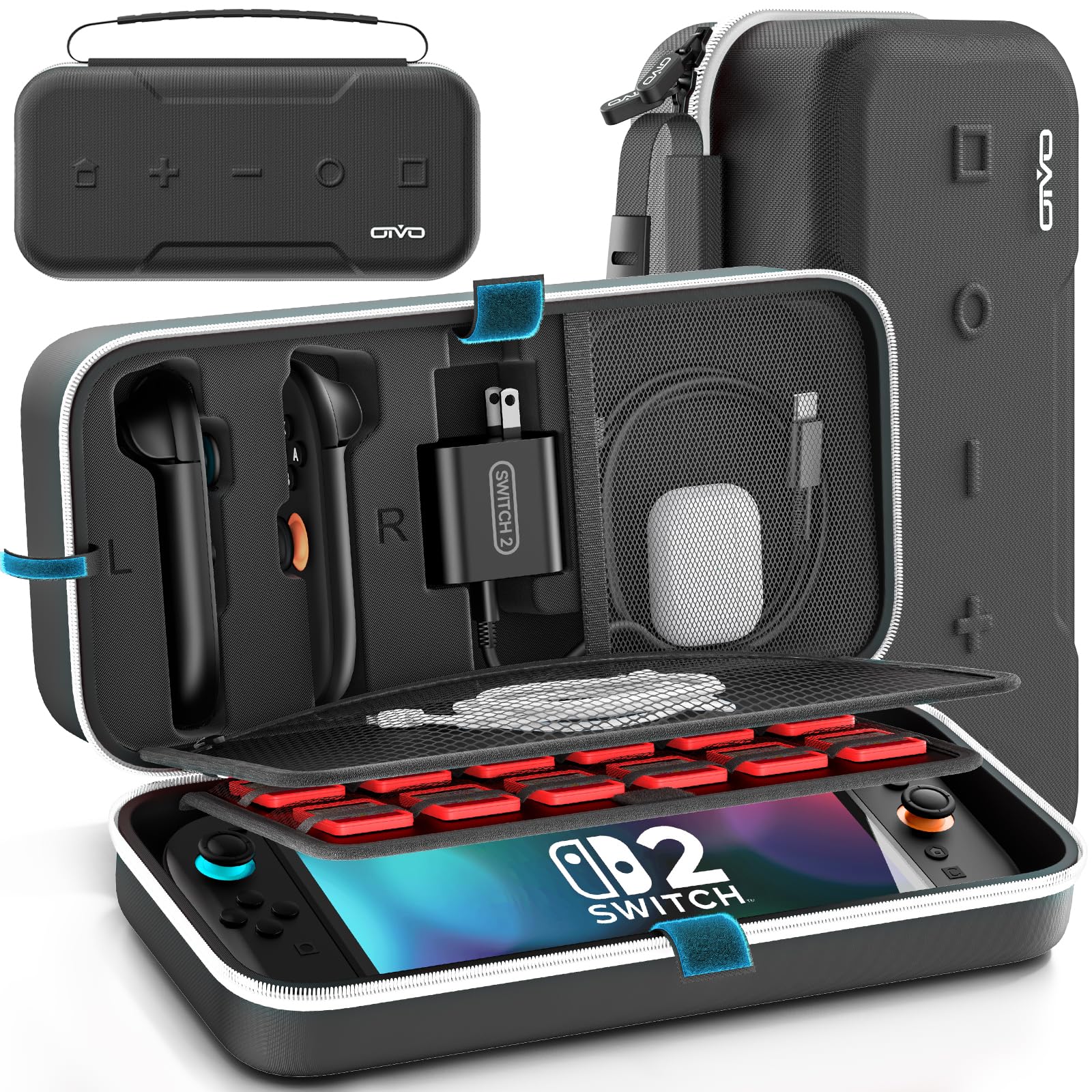 OIVO Carrying Case Compatible with 2025 Nintendo Switch  Portable Switch 2 Travel Carry Case Fit for Joy-Con 2 & Adapter  Hard Shell Protective Pouch Bag with 24 Game Slots  White