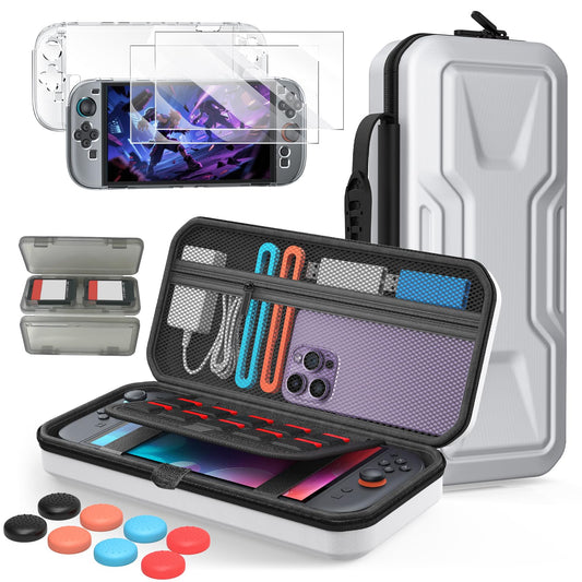 All in One Accessories Carrying Case Bundle for Nintendo Switch 2 2025 with 10 Game Cards Slots  for Game Boy Advance Games (White)