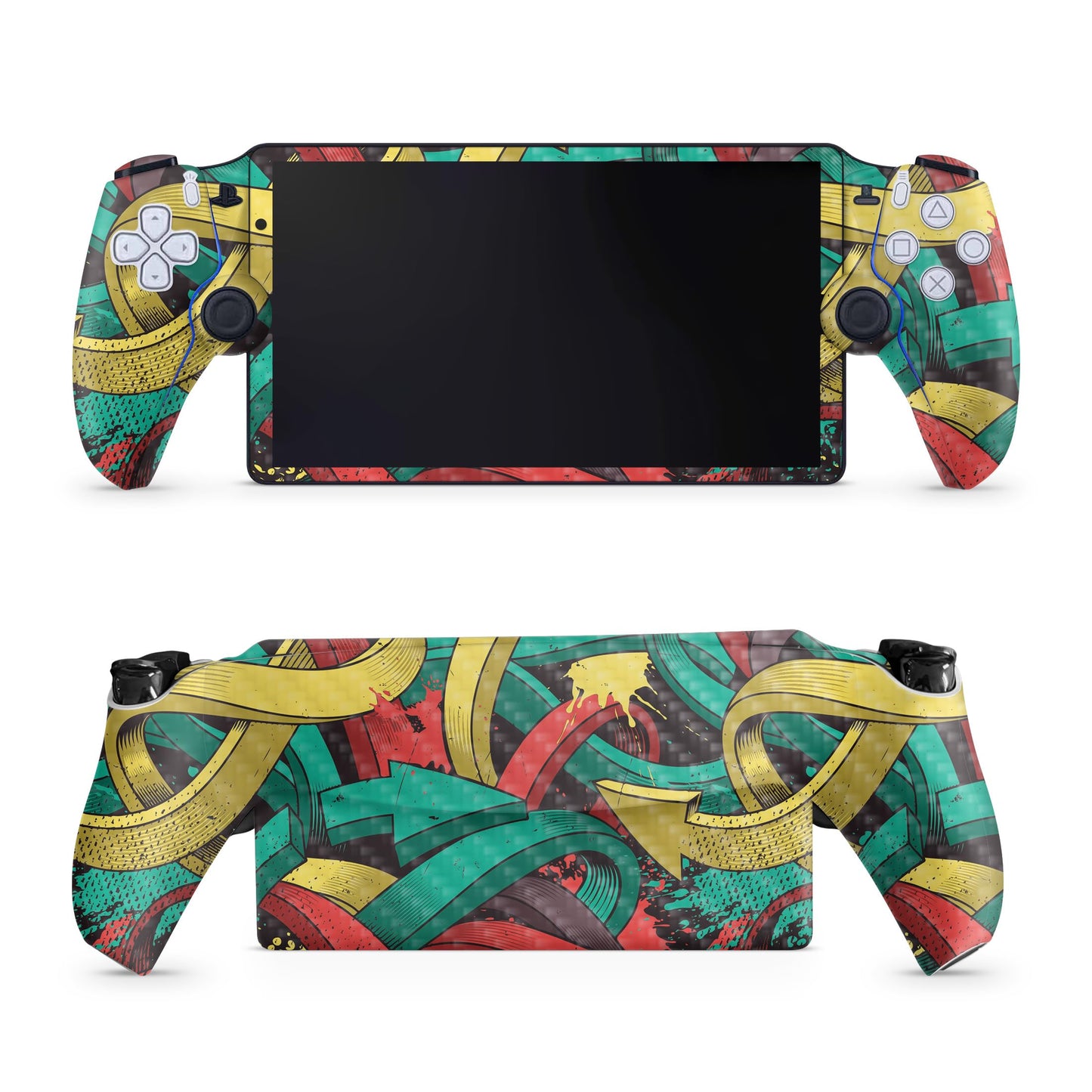 Carbon Fiber Gaming Skin Compatible with PS5 Portal Remote Player - Triadic Arrows - fine 3M Vinyl Protective Wrap Decal Cover - Easy to Apply | Crafted in The USA by MightySkins