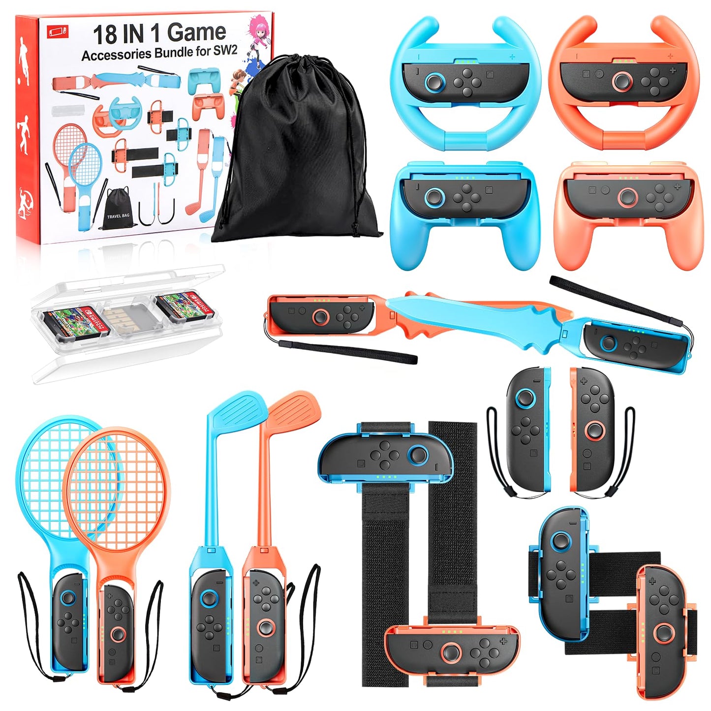 18in1 Switch 2 Sports Accessories  for Nintendo 2 2025 Switch Games Family Party Fun Game Accessories Bundle for Kids/Adults Switch 2 Sports Games
