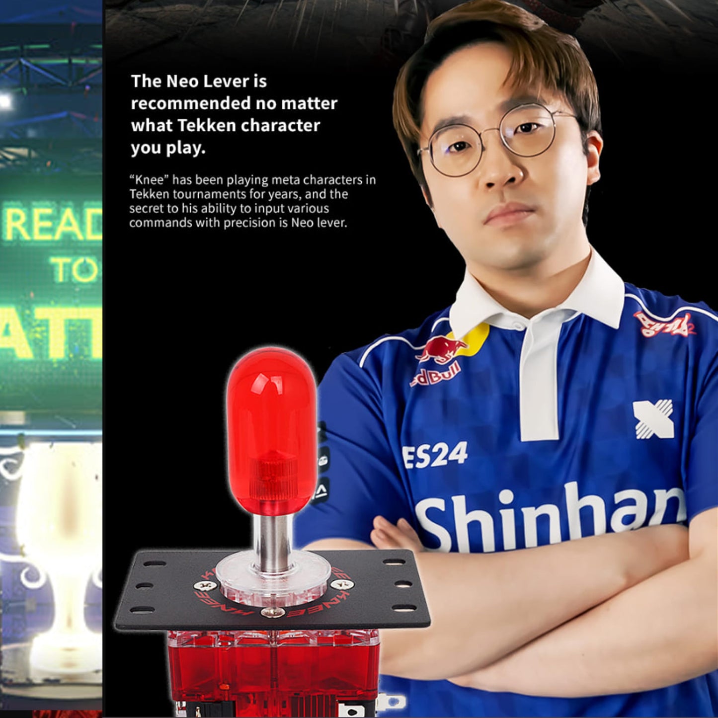 Generic KNEE-NEO Crown Joystick for EVO Game Console, Clear White, Professional Fighting Game Accessory