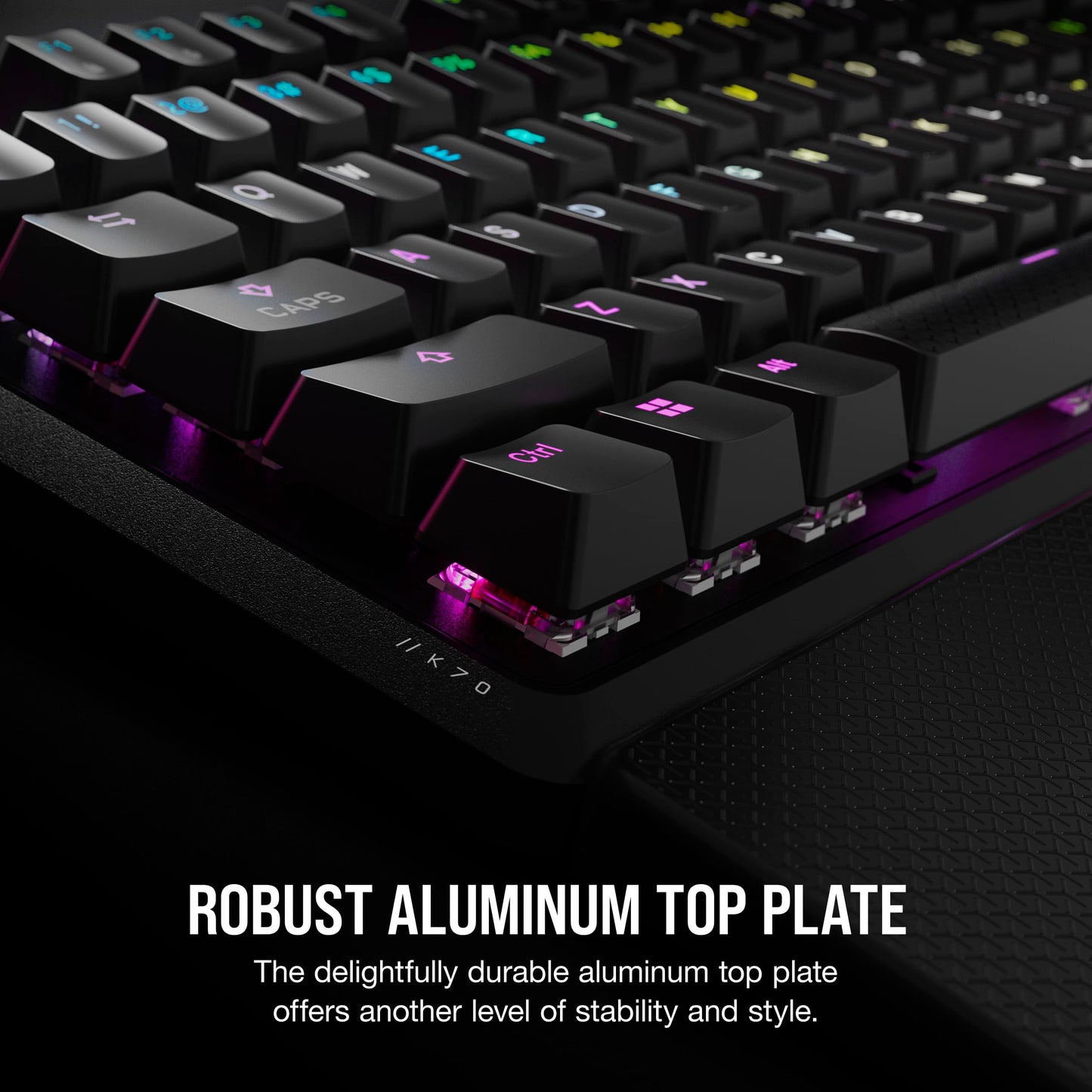 Corsair K70 CORE RGB Mechanical Gaming Keyboard - Pre-Lubed MLX Red Switches, Media Control Dial, Black, With Palmrest, Model CH-910981E-NA