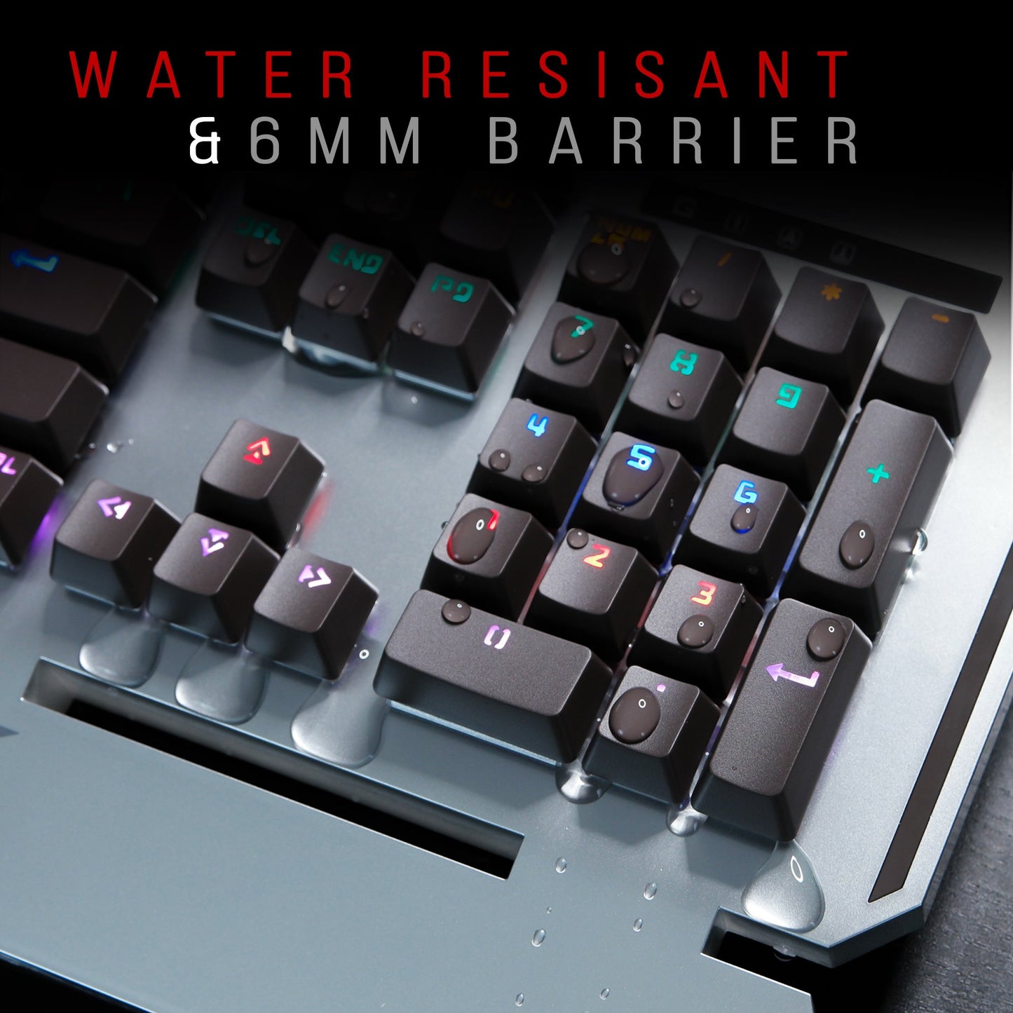 Bloody B740A Wired Optical Gaming Keyboard - Ergonomic Wrist Rest, LED Backlit, Water Resistant, Black Switches, Silver