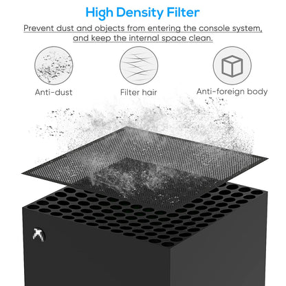 FYOUNG Vent Dust Cover and Filter for Xbox Series X - 2 Pack, Black, PVC with Silicone Dust Plugs, Model 20904311031