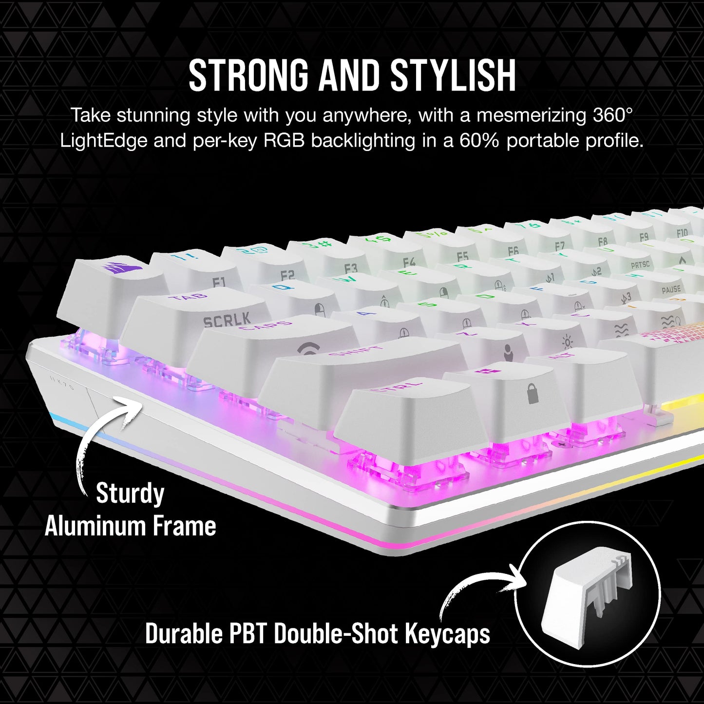 Corsair K70 PRO MINI Wireless Gaming Keyboard - Cherry MX Speed, 60% Layout, RGB, Aluminum Frame, White, Model CH-9189114-NA