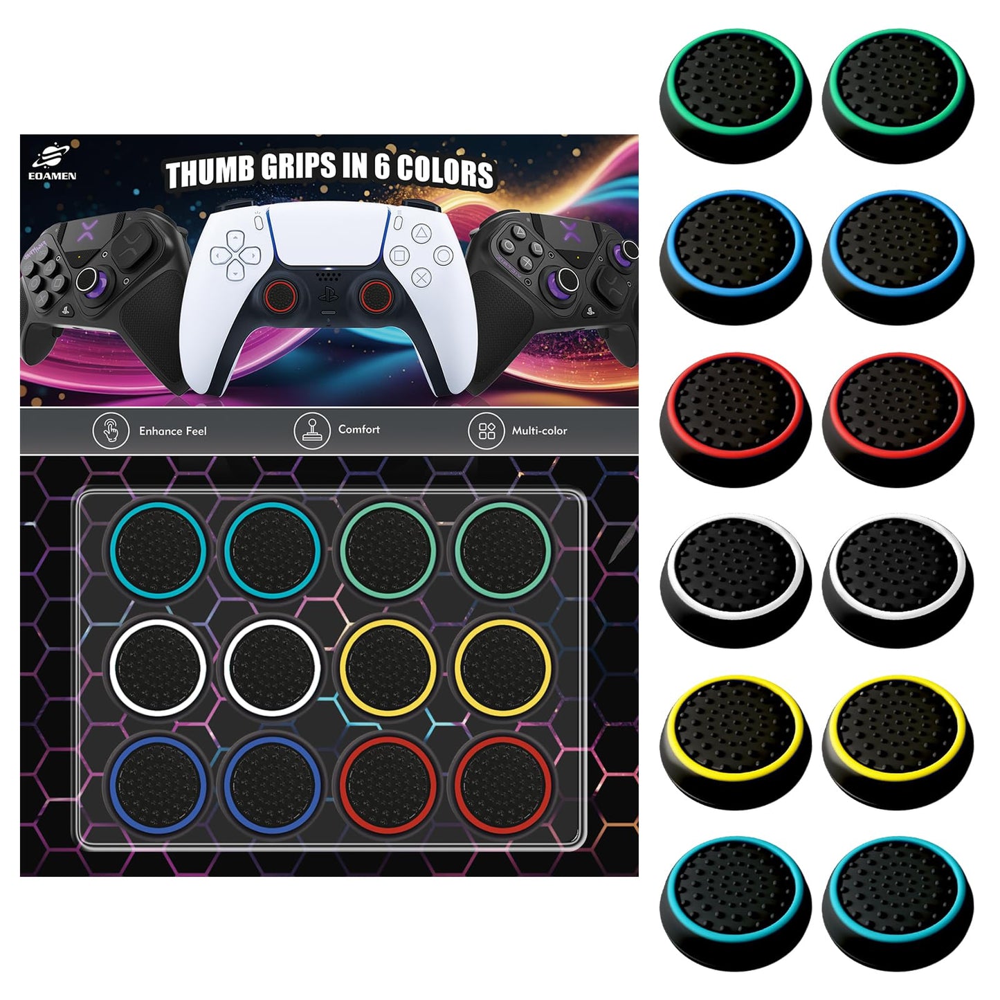 Thumb Grips Joystick Caps for PS4/PS5/XBOX Controller  Silicone Joystick Caps Ps5 Controller Grip with Anti-Stickiness  Anti-Slip  Anti-Fingerprint(12 pcs)