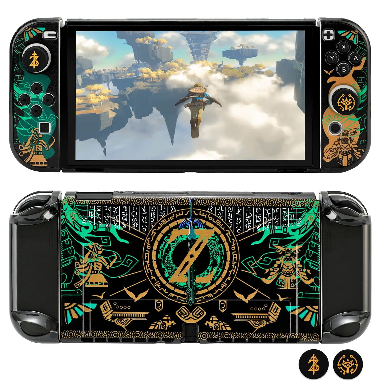 Tscope Protective Case for Nintendo Switch OLED  for Zelda Tears of The Kingdom Hard Shell Dockable Anti-Scratch Shockproof Slim Cover for OLED Consolo Joy-Cons (OLED Black)