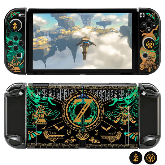 Tscope Protective Case for Nintendo Switch OLED  for Zelda Tears of The Kingdom Hard Shell Dockable Anti-Scratch Shockproof Slim Cover for OLED Consolo Joy-Cons (OLED Black)