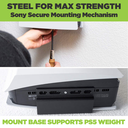 HIDEit Mounts PS5 Wall Mount & Controller Bundle - Steel Wall Mount & Rubber Dipped Holder - Not PS5 Slim Compatible