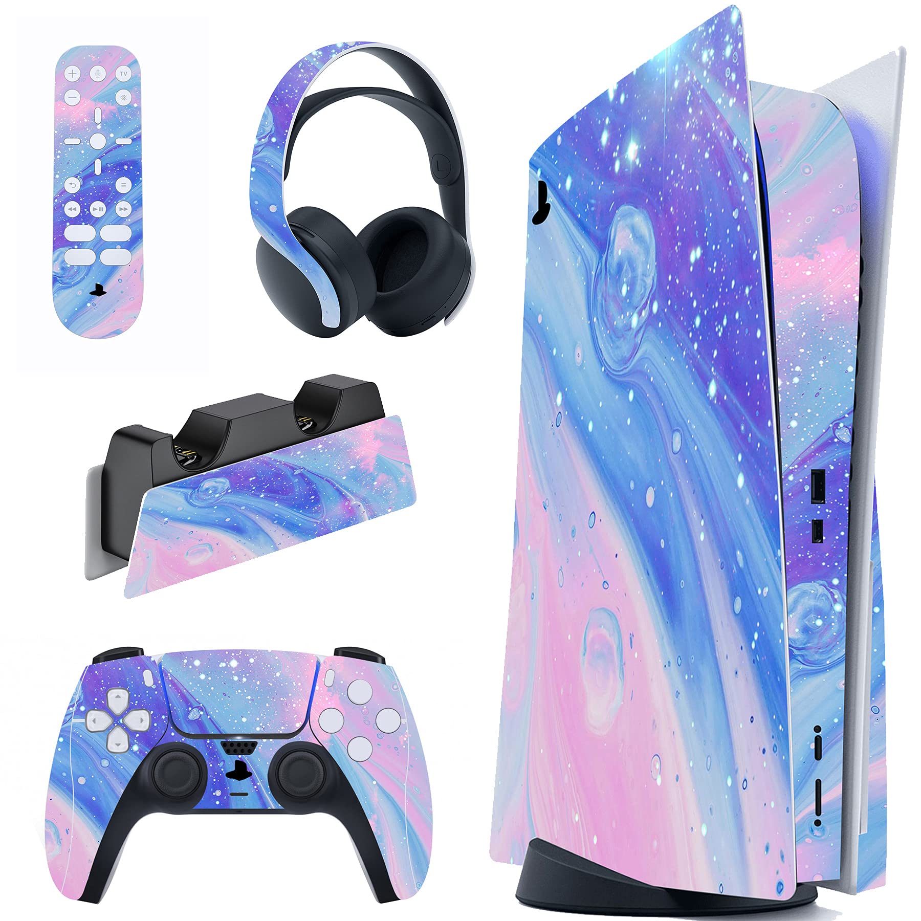 PlayVital Fantasy Trip Full Set Skin Decal for ps5 Console Disc Edition  Sticker Vinyl Decal Cover for ps5 Controller & Charging Station & Headset & Media Remote
