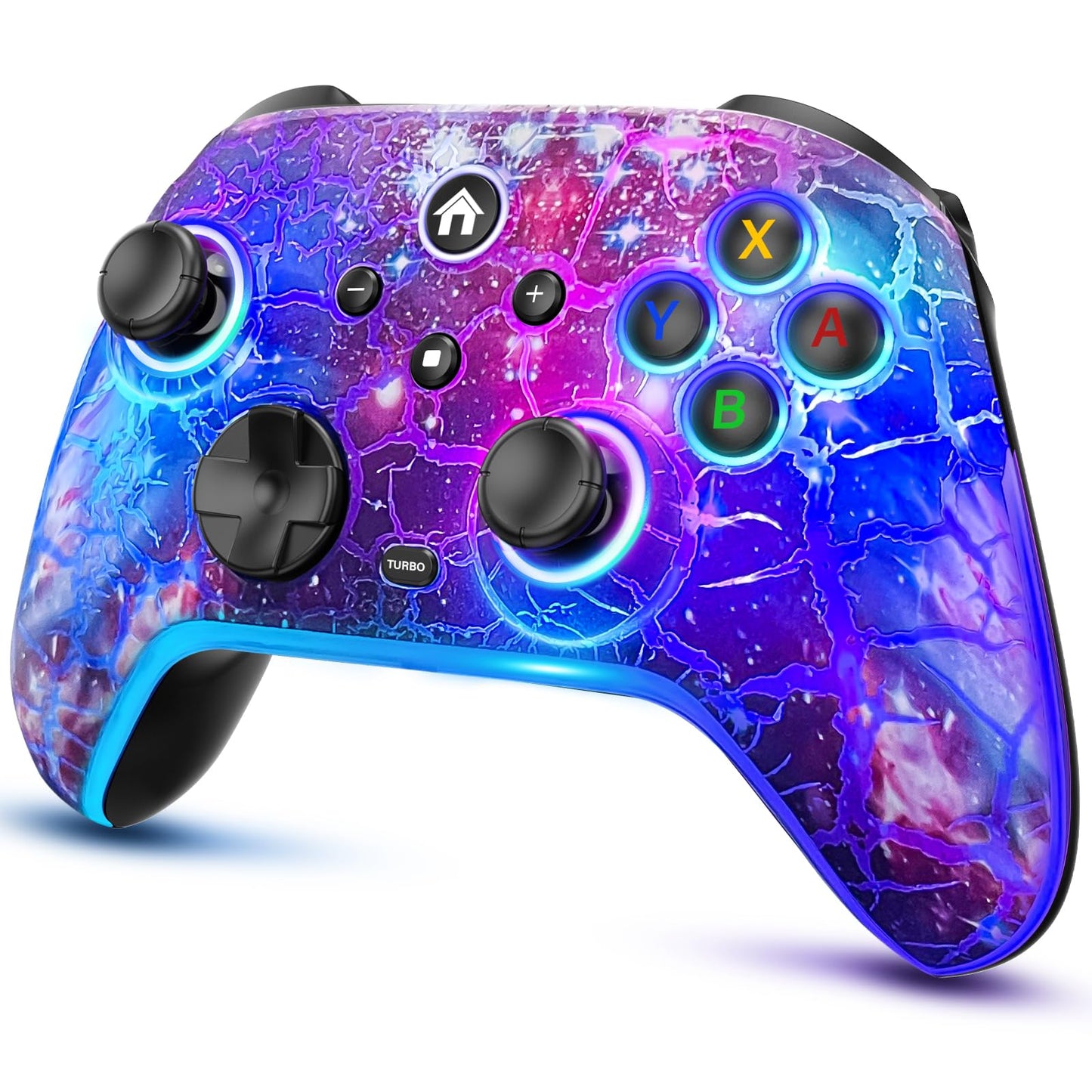 Wireless Switch Pro Controller - Compatible with Nitendo Switch/OLED/Lite  1200mAh Rechargeable Switch Controllers with 8 Colors LED & Cool Nebula Design  Wake Up  Turbo  Vibration  Motion Control