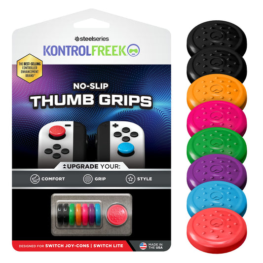 KontrolFreek No-Slip Thumb Grips for Nintendo Switch Joy-Con | 8-Pack | Blue, Green, Red, Black, Pink, Purple, Orange