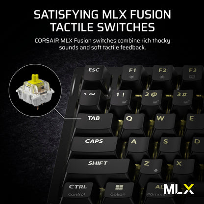 Corsair K65 Plus Wireless 75% RGB Mechanical Gaming Keyboard - Hot-Swappable, Pre-Lubricated MLX Switches, Black, Model CH-91D441F-NA