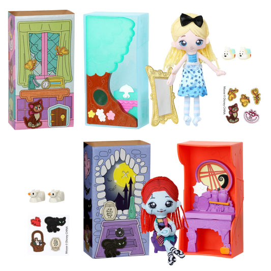 SWEET SEAMS Disney Single Pack Bundle: The Nightmare Before Christmas - Sally & Alice in Wonderland 6 Soft Rag Dolls and Playsets