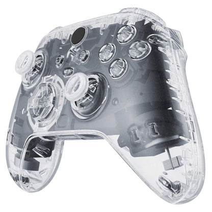 eXtremeRate Transparent Clear Controller Housing Shell Case for Xbox Series X/S, Model QX3M501, Custom Replacement Side Rails