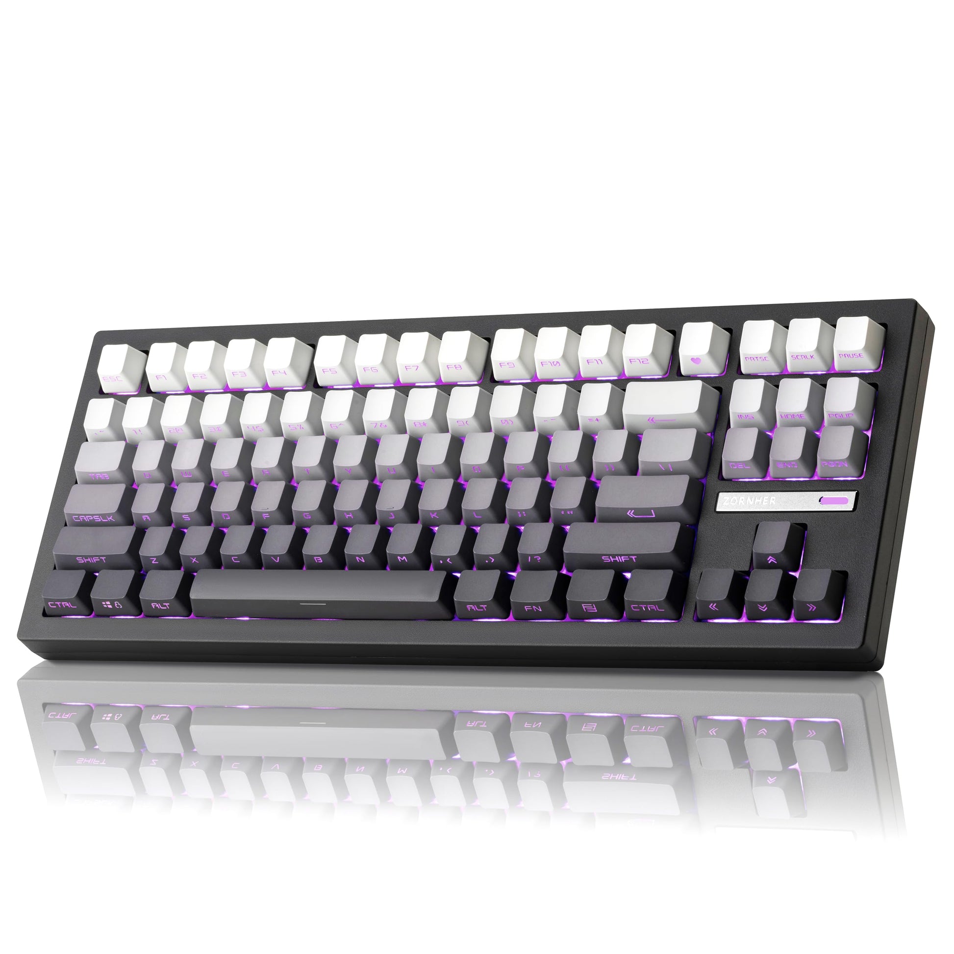 ZORNHER ZH870 Wireless Mechanical Gaming Keyboard 80% Black Custom Creamy Sound Keyboard with Shine Through PBT Keycaps Pre-lubed Linear Switches Hot-Swappable RGB Backlit 2.4GHz/USB-C/BT5.0