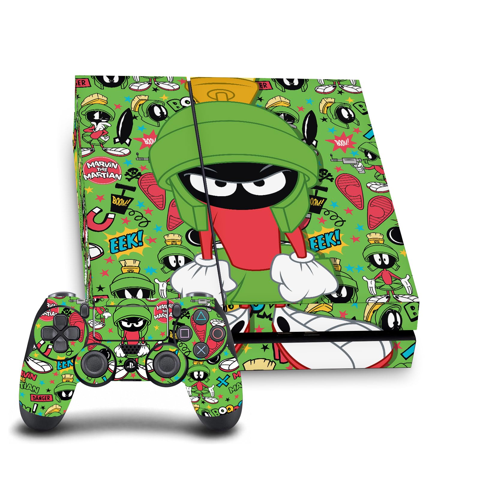 Head Case Designs Officially Licensed Looney Tunes Marvin The Martian Graphics and Characters Vinyl Gaming Skin Decal Compatible With Sony PlayStation 4 PS4 Console and DualShock 4 Controller Bundle