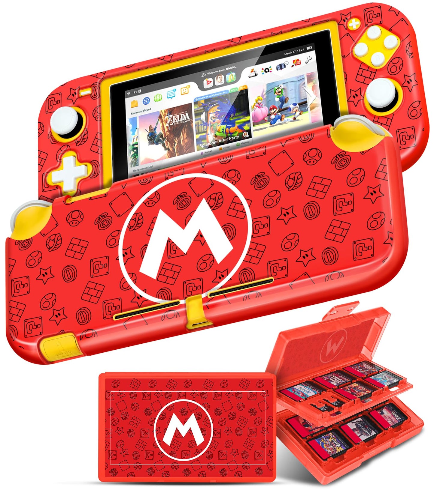 Gurgitat 2 in 1 for Nintendo Switch Lite Case Protector - 24 Game Card Holder Case & Switch Lite Protective Cover Cute Funny Car