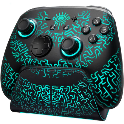 FUNLAB Switch 2 Pro Controller with Charging Dock - Wireless Bluetooth, Hall Effect Joysticks, 7 LED Colors, Black, Model FF01