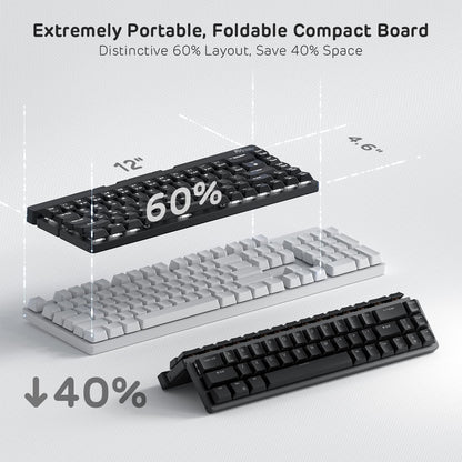 RK ROYAL KLUDGE F68 60% Wireless Mechanical Keyboard, Low Profile Red Switch, Black Aluminum Body, White Backlit, 68 Keys
