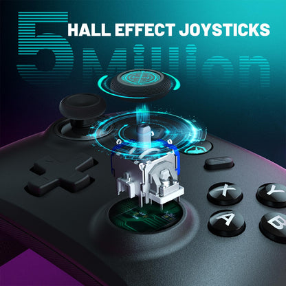 ECHTPower Wireless Gaming Controller - Hall Effect Joystick, 2.4G/Wired, 1000Hz, 800mAh Battery, Black, Model EP01BK