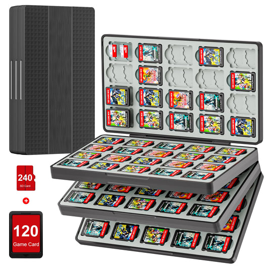 iPLYGAM Switch Game Case for Nintendo Switch 2/Switch/OLED/Lite with 120 sections and 240 Memory Micro SD Card Storage  Portable Tpartyl Switch Game Holder Organizer  Game Card Protective Festival Gift